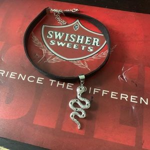 Black velvet snake choker
